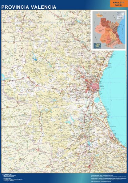 Mapa Provincia Valencia gigante. Mapas grandes para Chile y América