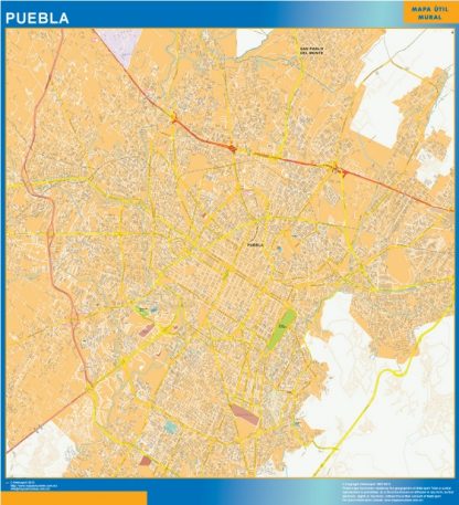 Mapa Puebla Centro en Mexico gigante. Mapas grandes para Chile y América