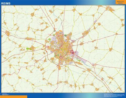 Mapa Reims en Francia gigante. Mapas grandes para Chile y América