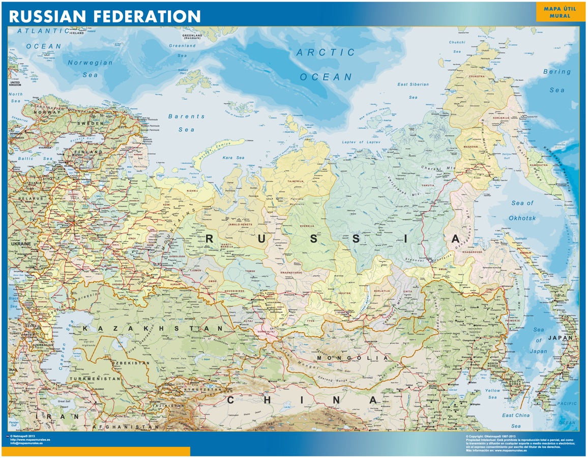 Mapa Rusia gigante. Mapas grandes para Chile y América