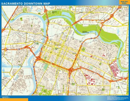 Mapa Sacramento downtown gigante. Mapas grandes para Chile y América