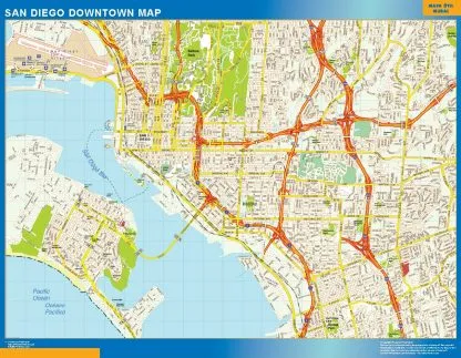 Mapa San Diego downtown gigante. Mapas grandes para Chile y América