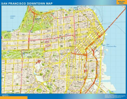 Mapa San Francisco downtown gigante. Mapas grandes para Chile y América