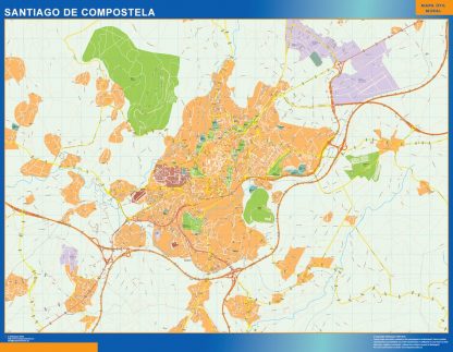 Mapa Santiago De Compostela callejero gigante. Mapas grandes para Chile y América