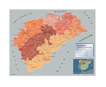 Mapa Segovia por municipios gigante. Mapas grandes para Chile y América