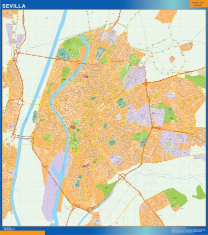 Mapa Sevilla callejero gigante. Mapas grandes para Chile y América