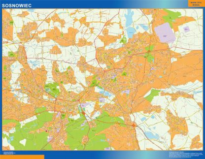 Mapa Sosnowiec Polonia gigante. Mapas grandes para Chile y América