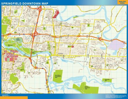Mapa Springfield downtown gigante. Mapas grandes para Chile y América