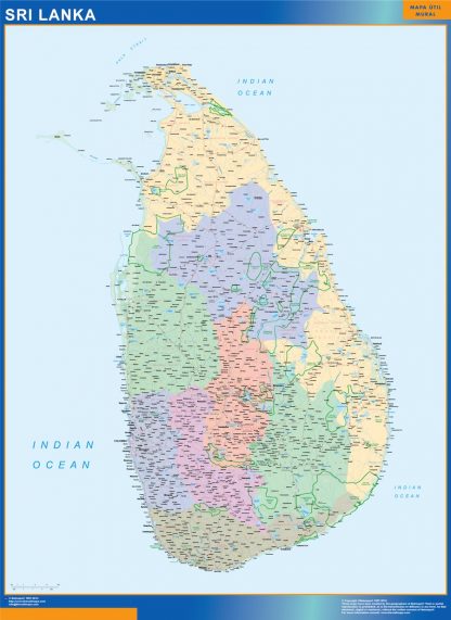 Mapa Sri Lanka gigante. Mapas grandes para Chile y América