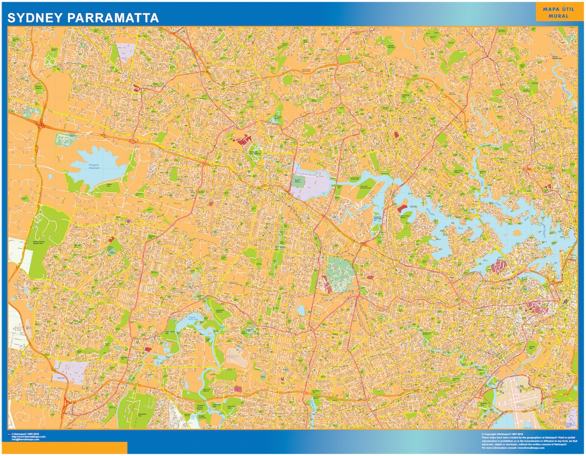 Mapa Sydney Parramatta Australia gigante. Mapas grandes para Chile y América