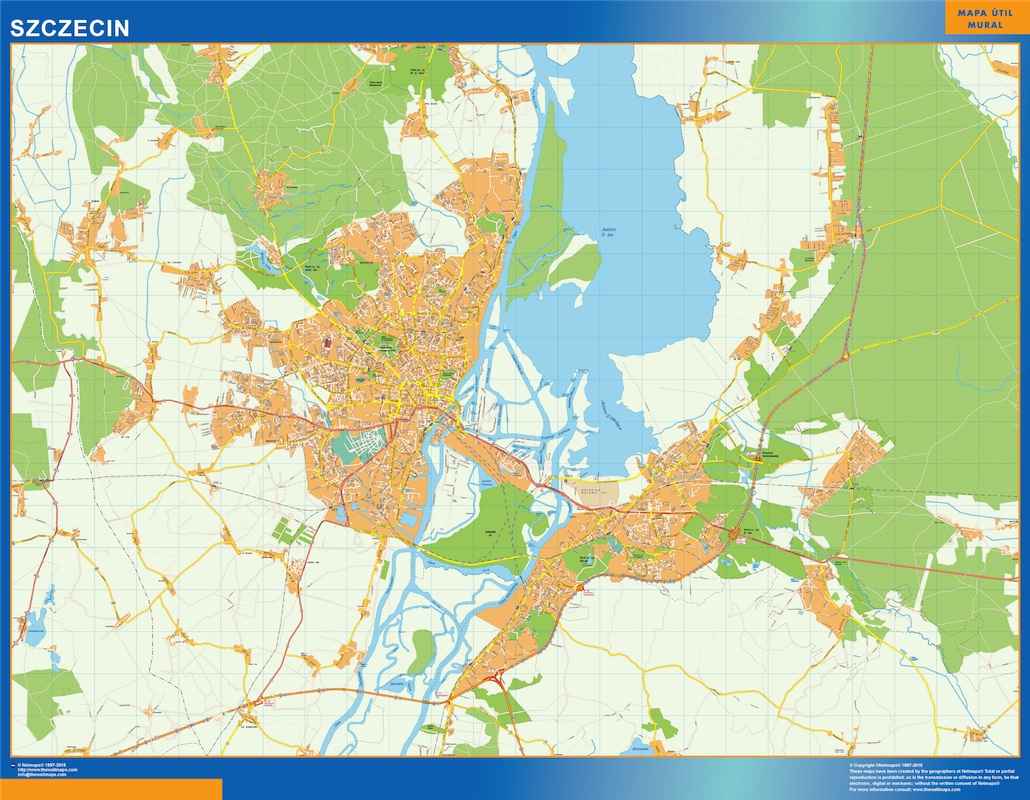 Mapa Szczecin Polonia gigante. Mapas grandes para Chile y América