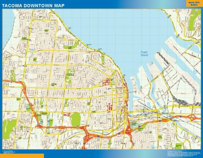 Mapa Tacoma downtown gigante. Mapas grandes para Chile y América