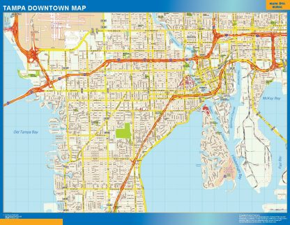 Mapa Tampa downtown gigante. Mapas grandes para Chile y América