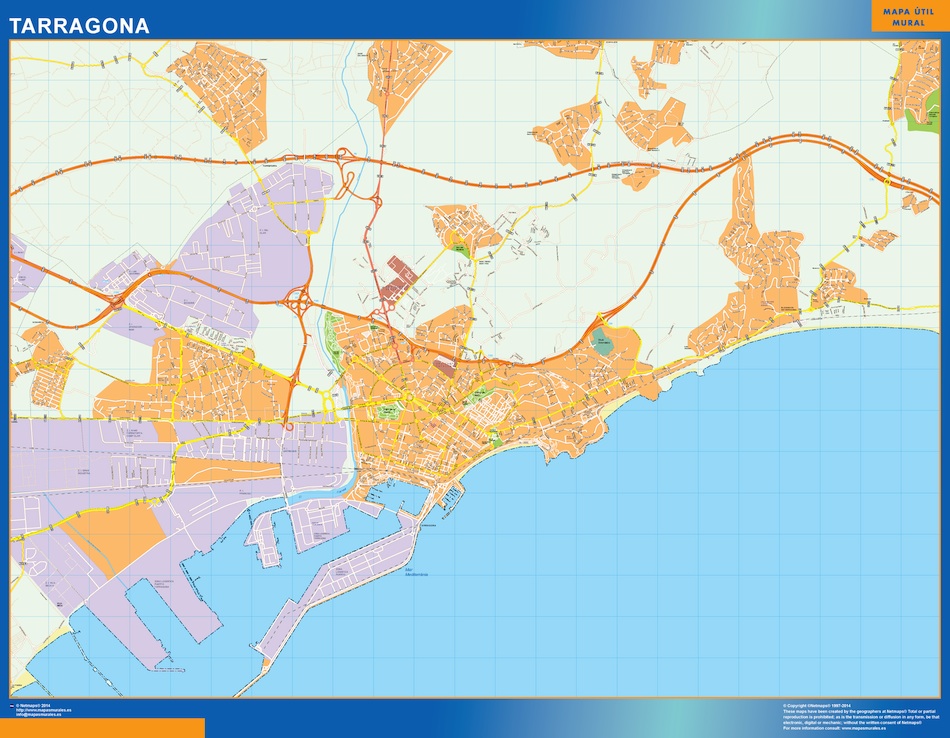 Mapa Tarragona callejero gigante. Mapas grandes para Chile y América