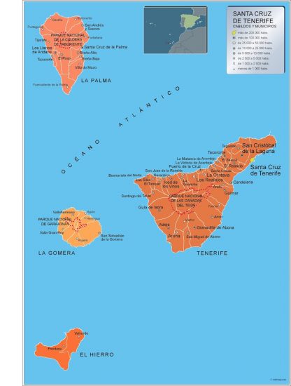 Mapa Tenerife por municipios gigante. Mapas grandes para Chile y América