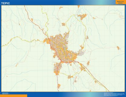 Mapa Tepic en Mexico gigante. Mapas grandes para Chile y América