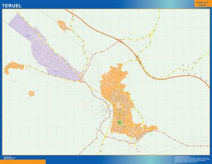 Mapa Teruel callejero gigante. Mapas grandes para Chile y América