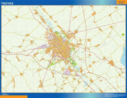 Mapa Troyes en Francia gigante. Mapas grandes para Chile y América