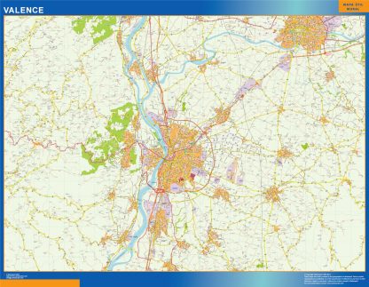 Mapa Valence en Francia gigante. Mapas grandes para Chile y América