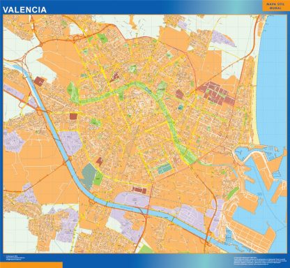 Mapa Valencia callejero gigante. Mapas grandes para Chile y América