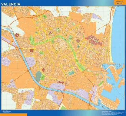 Mapa Valencia callejero gigante. Mapas grandes para Chile y América