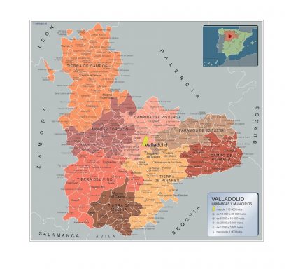 Mapa Valladolid por municipios gigante. Mapas grandes para Chile y América