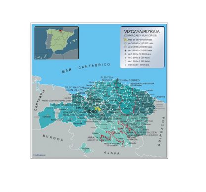 Mapa Vizcaya por municipios gigante. Mapas grandes para Chile y América