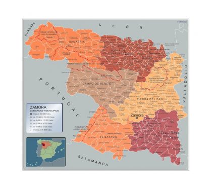 Mapa Zamora por municipios gigante. Mapas grandes para Chile y América