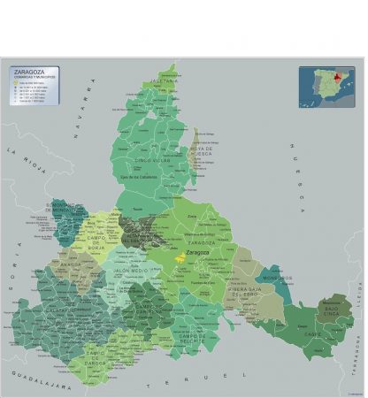 Mapa Zaragoza por municipios gigante. Mapas grandes para Chile y América