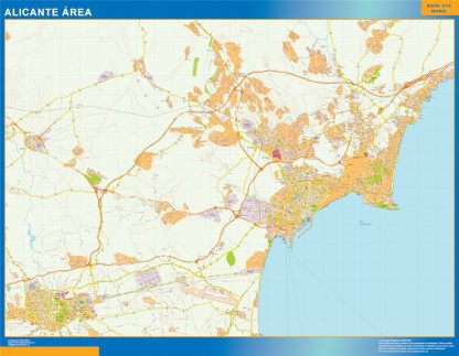 Mapa carreteras Alicante Area gigante. Mapas grandes para Chile y América