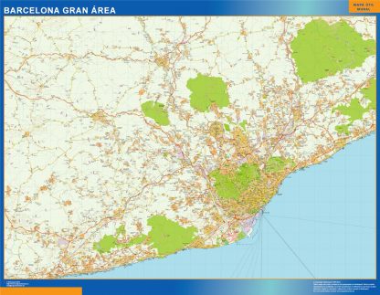 Mapa carreteras Barcelona Gran Area gigante. Mapas grandes para Chile y América