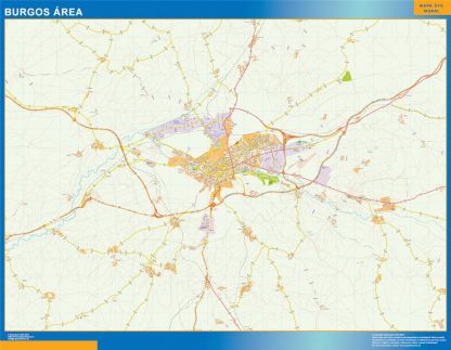 Mapa carreteras Burgos Area gigante. Mapas grandes para Chile y América