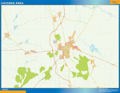 Mapa carreteras Caceres Area gigante. Mapas grandes para Chile y América