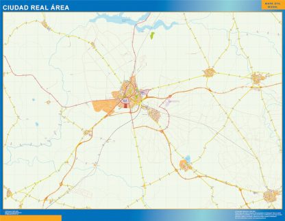 Mapa carreteras Ciudad Real Area gigante. Mapas grandes para Chile y América