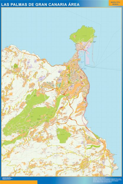 Mapa carreteras Las Palmas Gran Canaria Area gigante. Mapas grandes para Chile y América