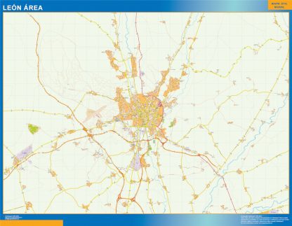 Mapa carreteras Leon Area gigante. Mapas grandes para Chile y América