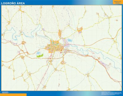 Mapa carreteras Logrono Area gigante. Mapas grandes para Chile y América