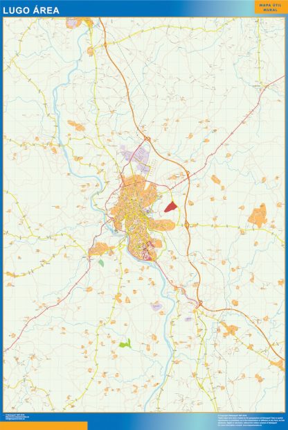 Mapa carreteras Lugo Area gigante. Mapas grandes para Chile y América