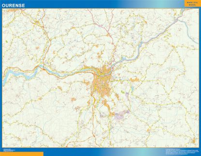 Mapa carreteras Ourense Area gigante. Mapas grandes para Chile y América