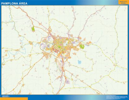 Mapa carreteras Pamplona Area gigante. Mapas grandes para Chile y América