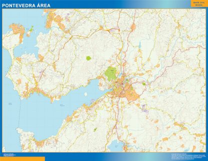 Mapa carreteras Pontevedra Area gigante. Mapas grandes para Chile y América