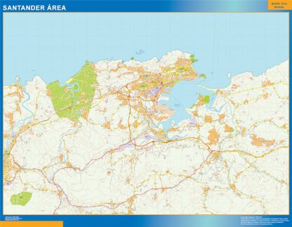 Mapa carreteras Santander Area gigante. Mapas grandes para Chile y América