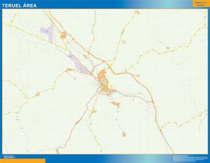 Mapa carreteras Teruel Area gigante. Mapas grandes para Chile y América