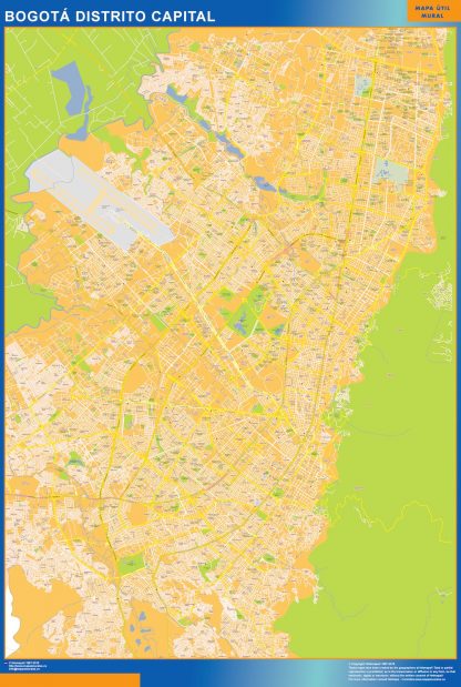 Mapa de Bogota Distrito Capital en Colombia gigante. Mapas grandes para Chile y América