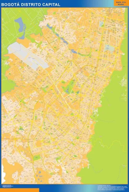 Mapa de Bogota Distrito Capital en Colombia gigante. Mapas grandes para Chile y América
