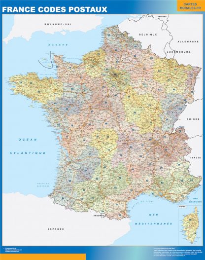 Mapa de Francia de códigos postales gigante. Mapas grandes para Chile y América