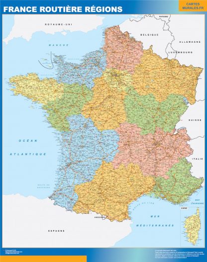 Mapa de Francia regional con carreteras gigante. Mapas grandes para Chile y América