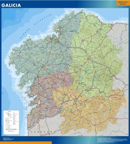 Mapa de Galicia gigante. Mapas grandes para Chile y América