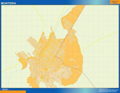 Mapa de Monteria en Colombia gigante. Mapas grandes para Chile y América