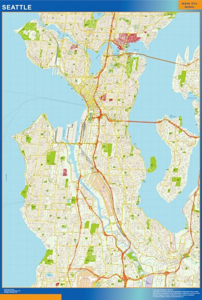 Mapa de Seattle gigante. Mapas grandes para Chile y América